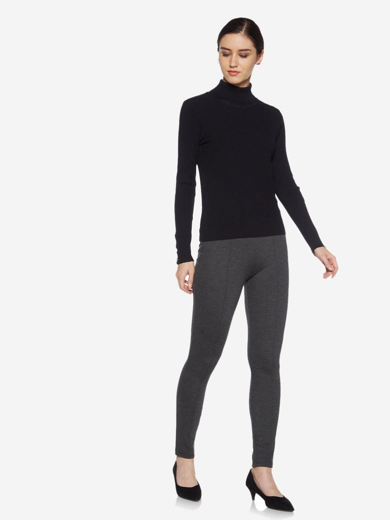 Wardrobe Black Self-Textured Sweater