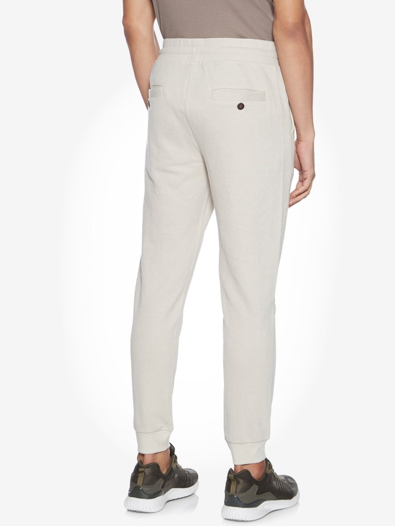 ETA Off White Slim Fit Textured Joggers