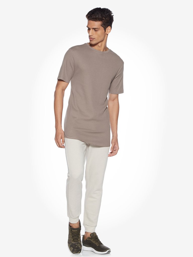 ETA Off White Slim Fit Textured Joggers