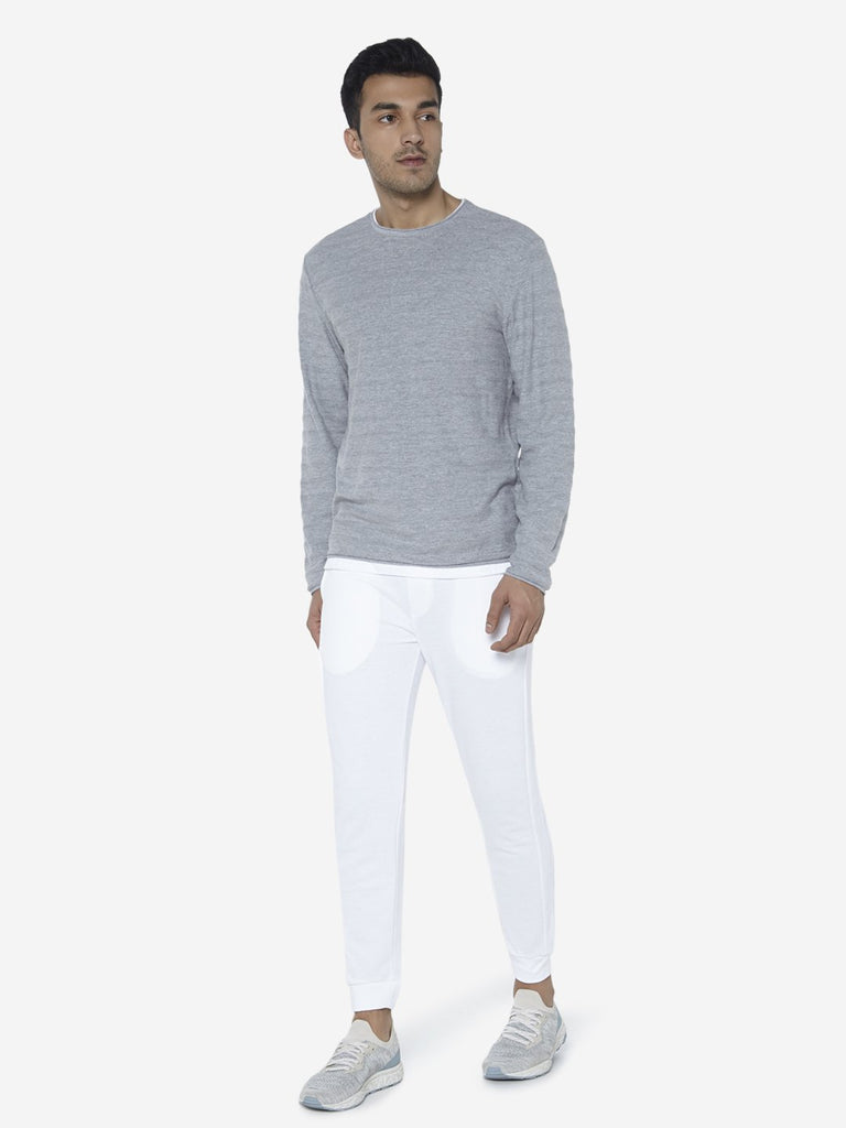 ETA Grey Self-Patterned Slim Fit T-Shirt