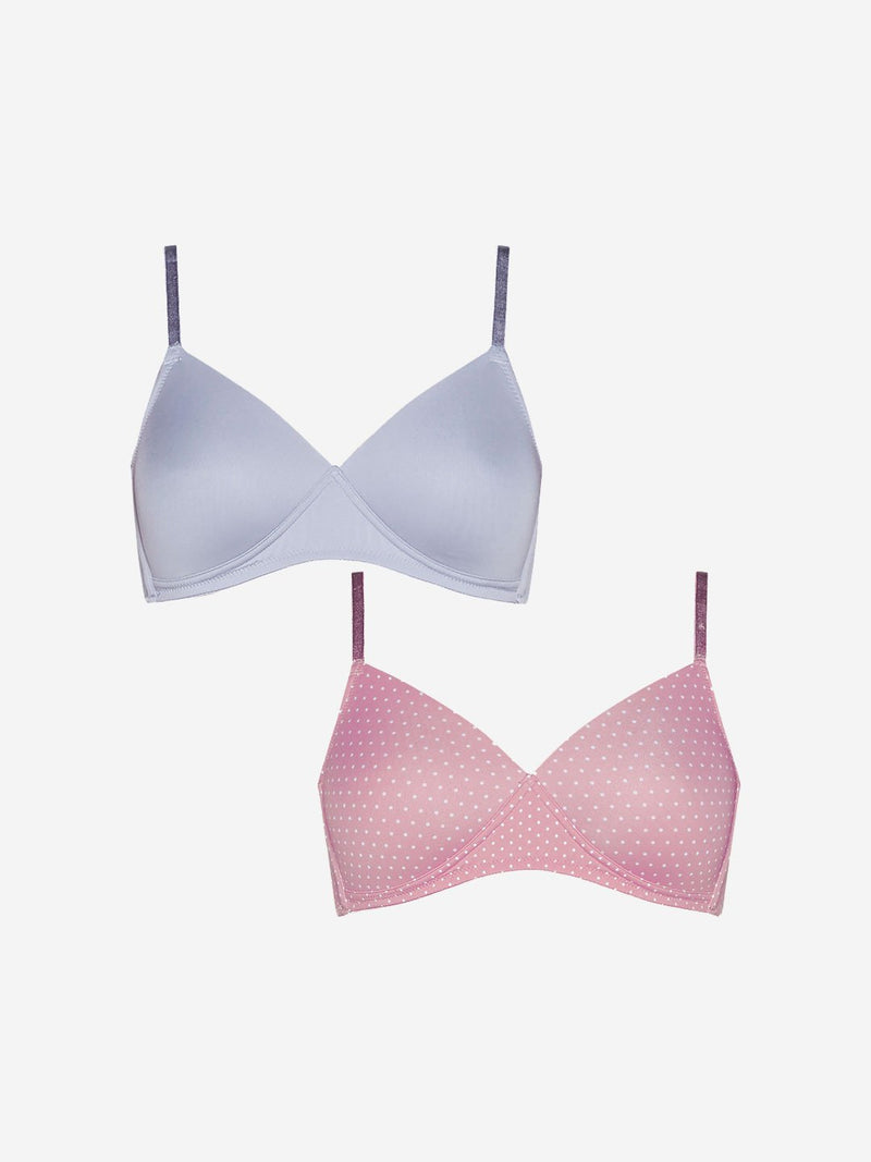 Wunderlove Grey And Pink Padded Bra Pack of Two