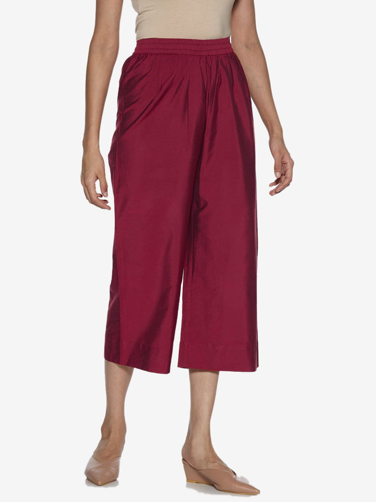 Utsa Maroon Cropped Palazzos