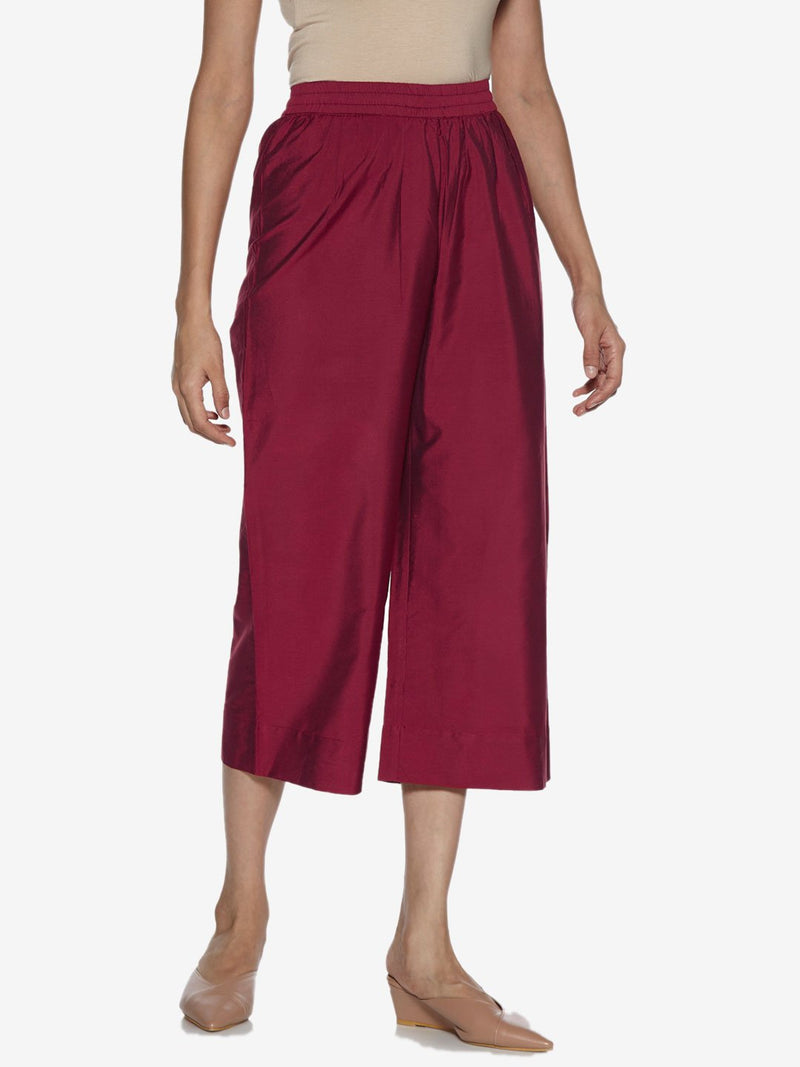 Utsa Maroon Cropped Palazzos