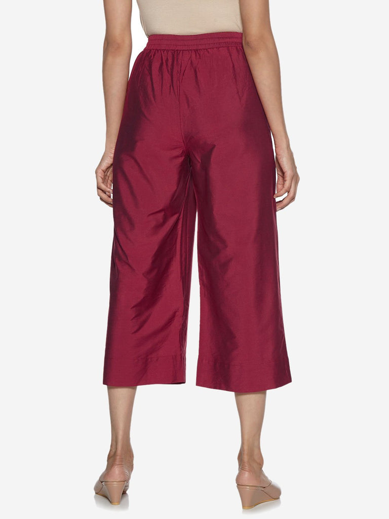 Utsa Maroon Cropped Palazzos