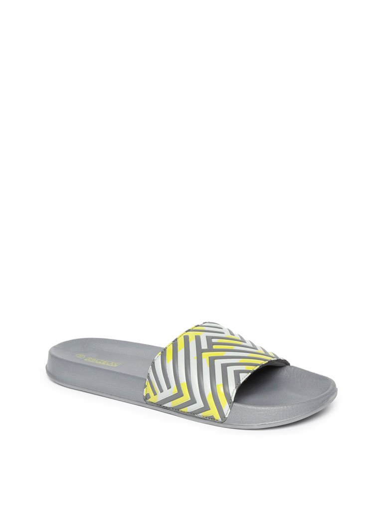 SOLEPLAY Grey Geometrical Print Pool Slides