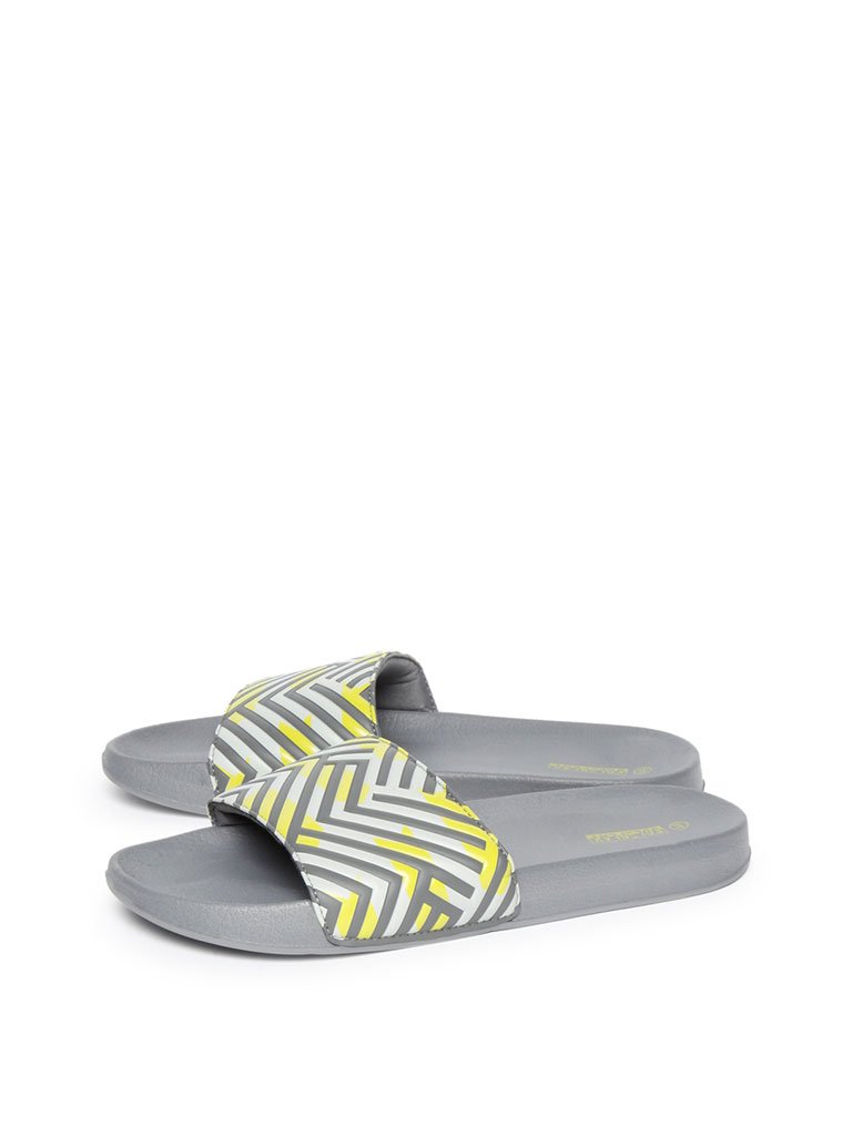 SOLEPLAY Grey Geometrical Print Pool Slides