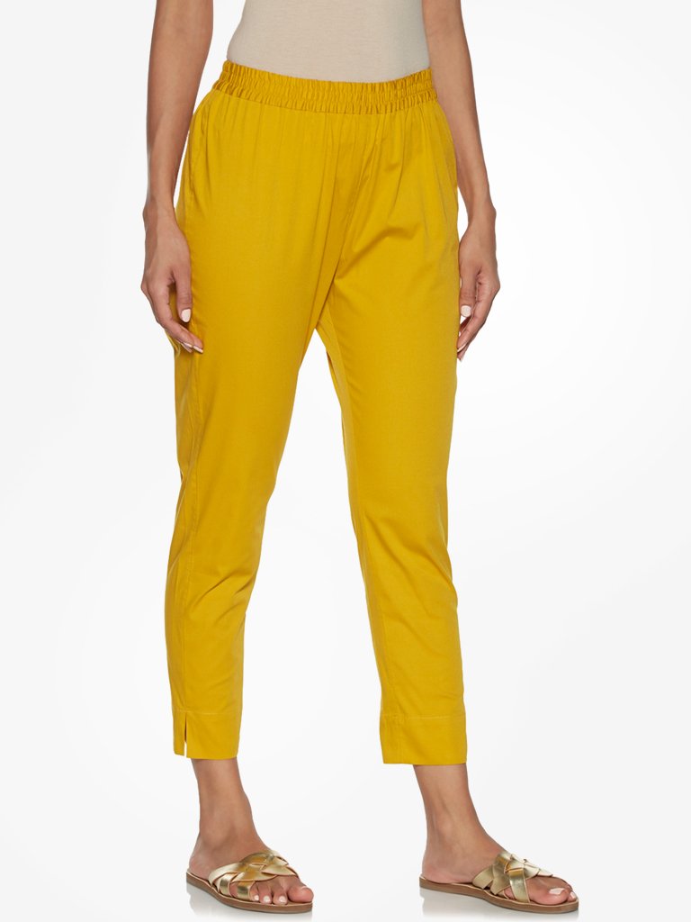 Utsa Mustard Pencil Fit Ethnic Pants
