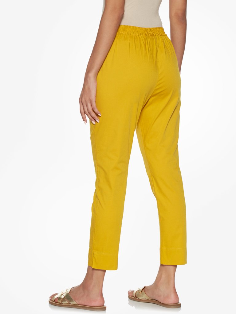 Utsa Mustard Pencil Fit Ethnic Pants