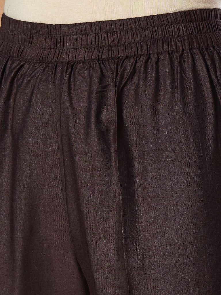 Zuba Charcoal Silk Blend Ethnic Pants