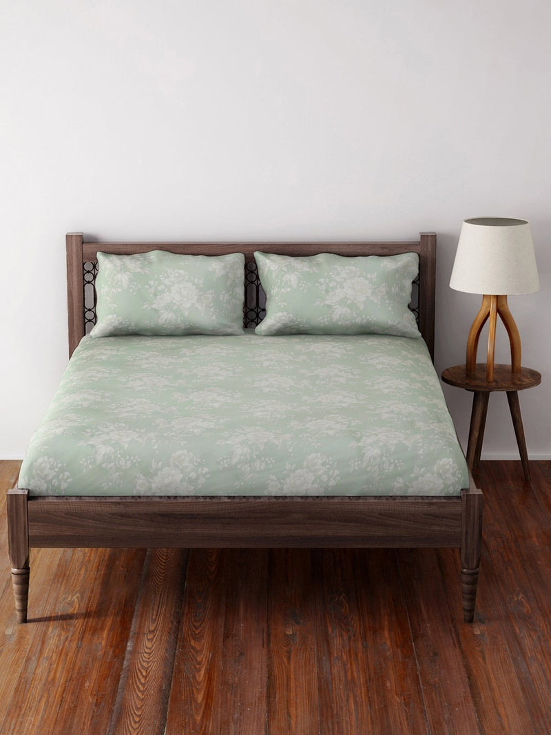 Westside Home Mint 210 TC Sateen King Bed-Sheet With Two Pillowcases Set