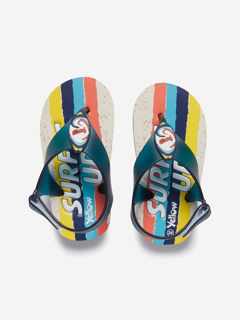 Yellow Kids Multicoloured Text Pattern Sandals