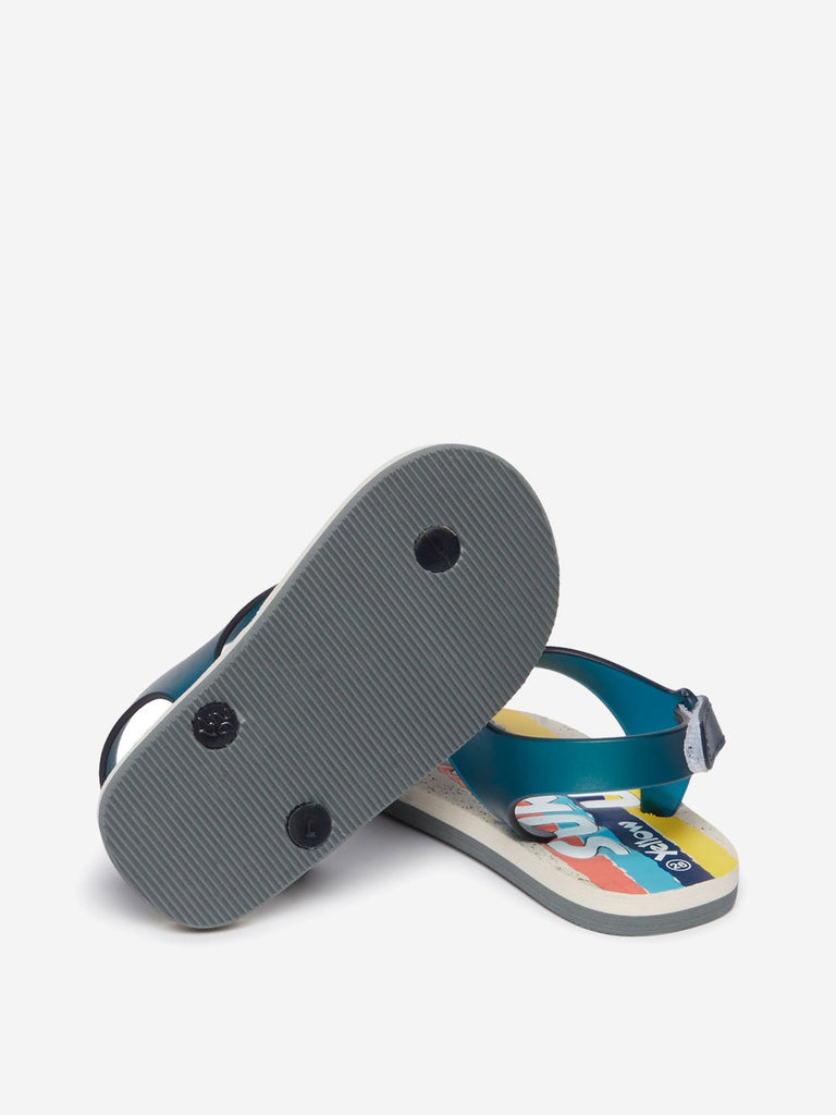 Yellow Kids Multicoloured Text Pattern Sandals