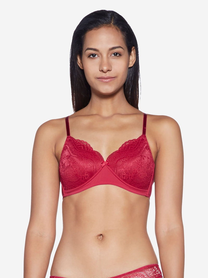 Wunderlove Cherry Red Lace Sunshine Bra