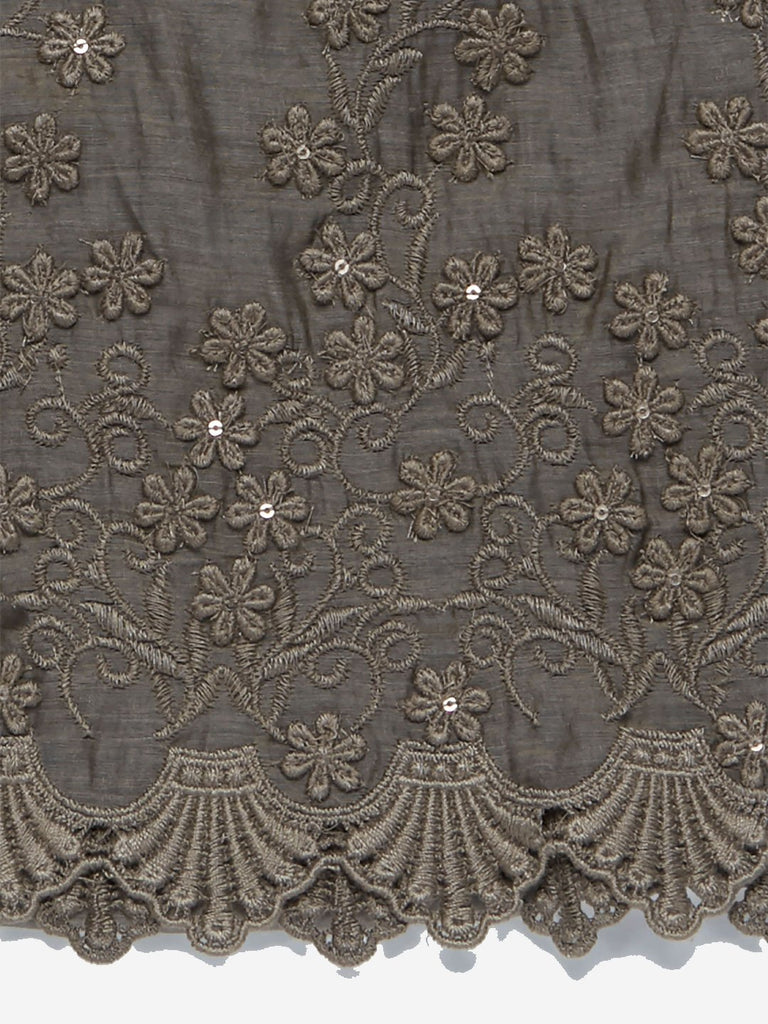 Zuba Grey Silk Blend Embroidered Dupatta