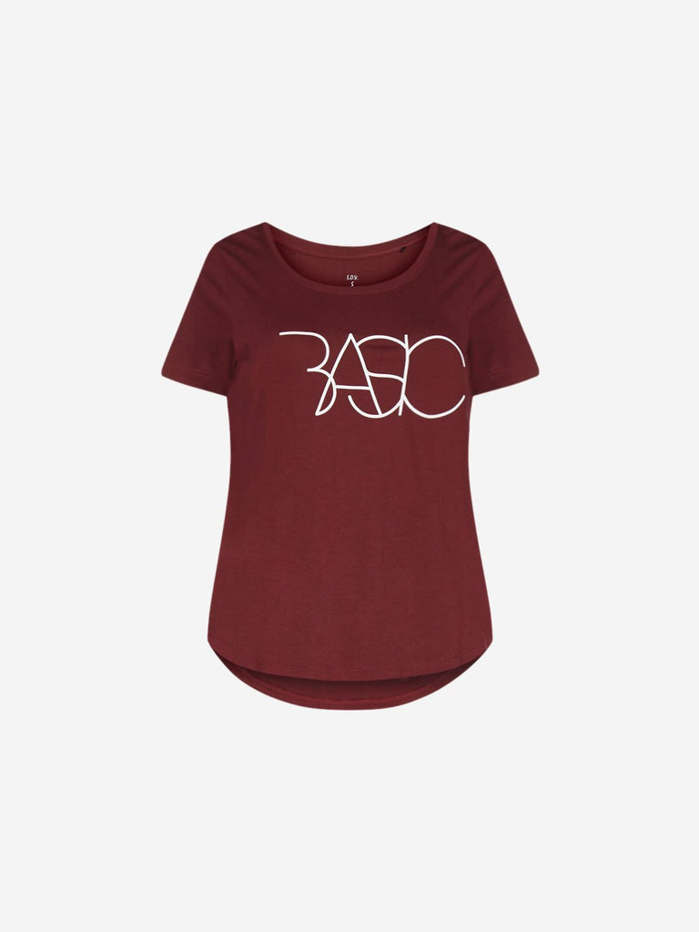 LOV Burgundy Text Patterned Sherry T-Shirt