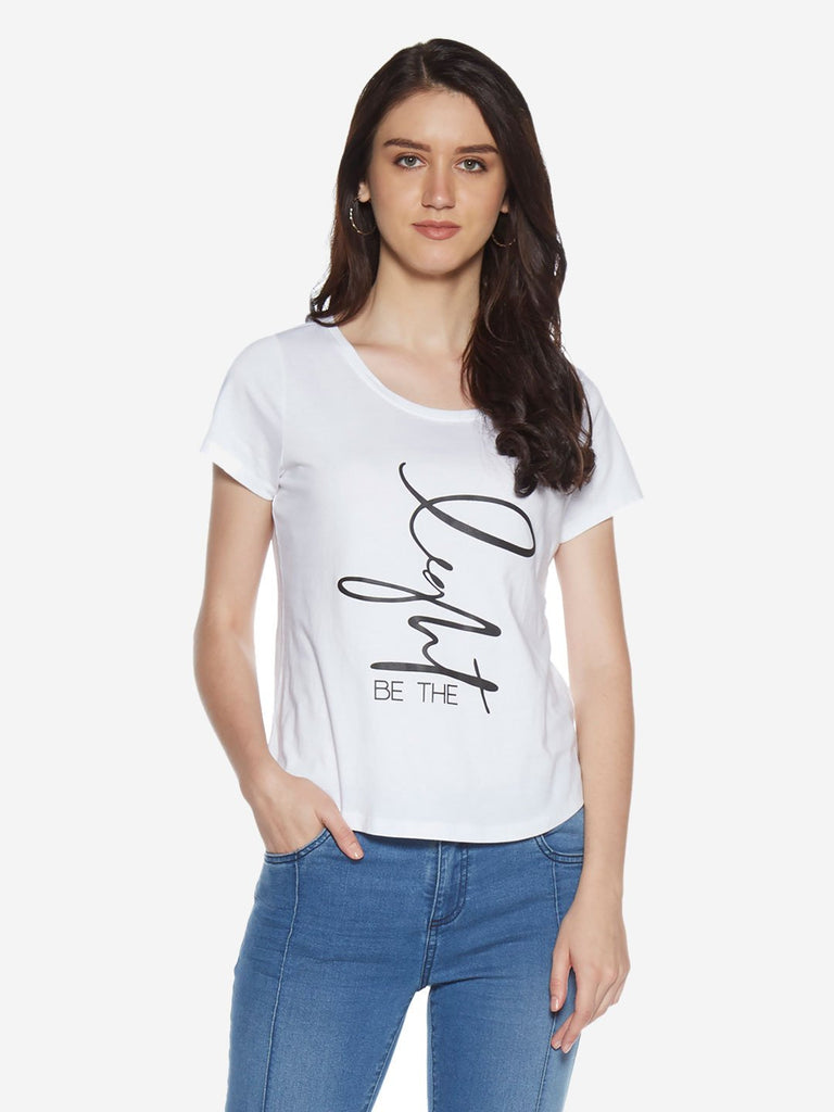 LOV White Typographic Print Sherry T-Shirt