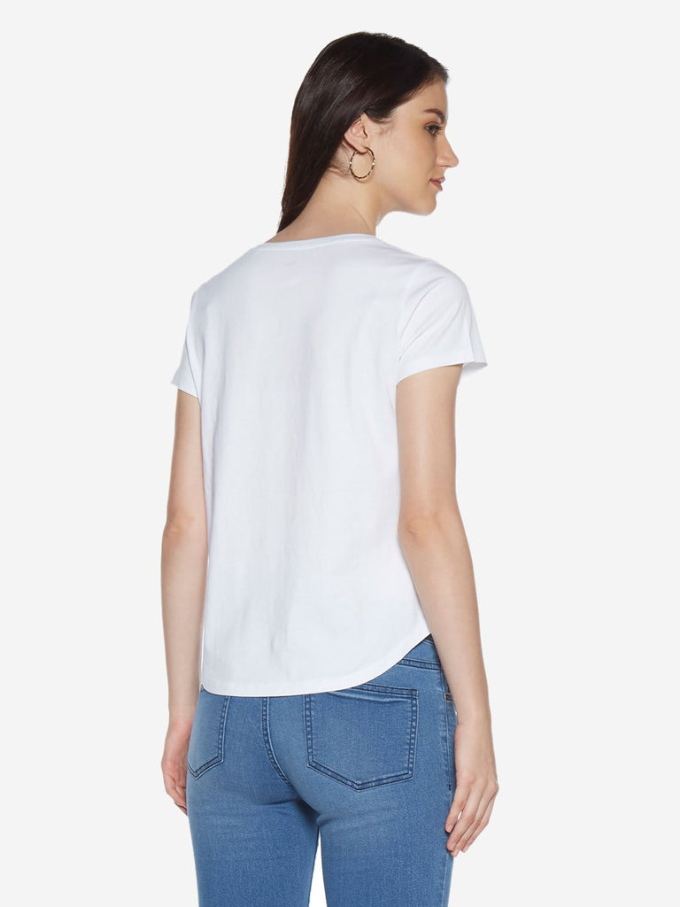 LOV White Typographic Print Sherry T-Shirt