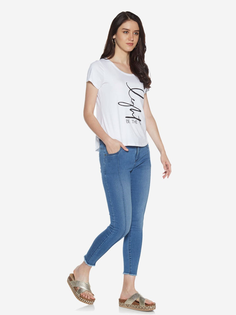 LOV White Typographic Print Sherry T-Shirt