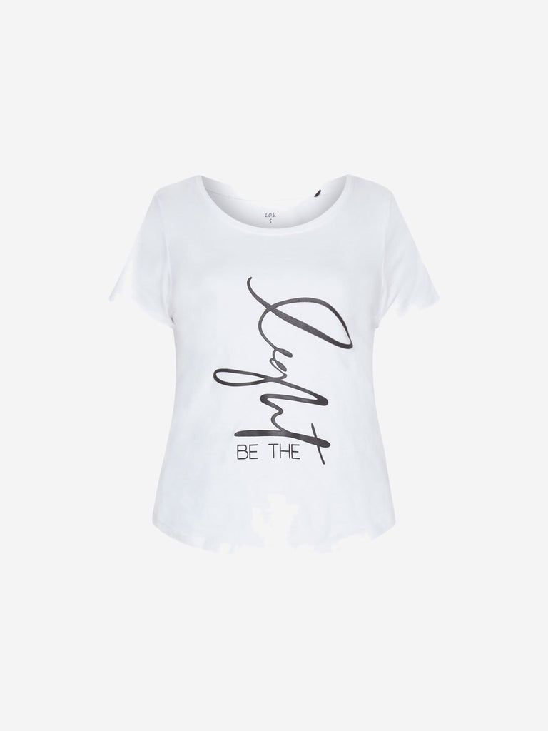 LOV White Typographic Print Sherry T-Shirt
