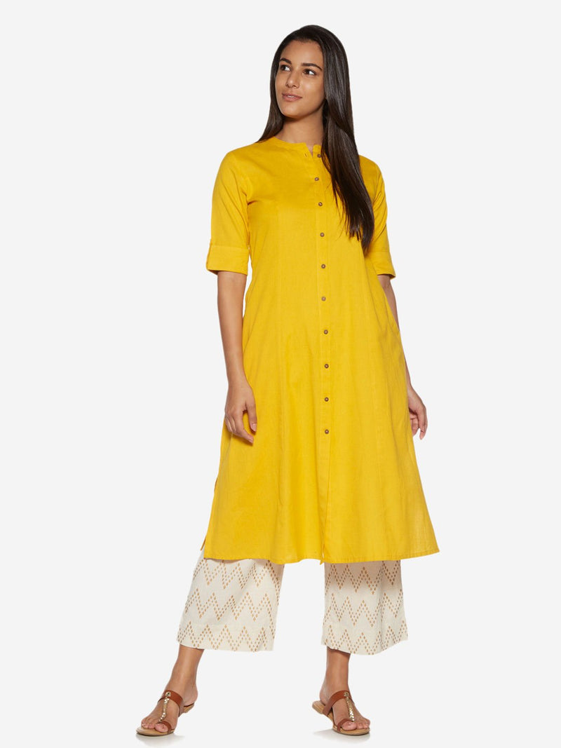 Utsa Yellow A-line Kurta