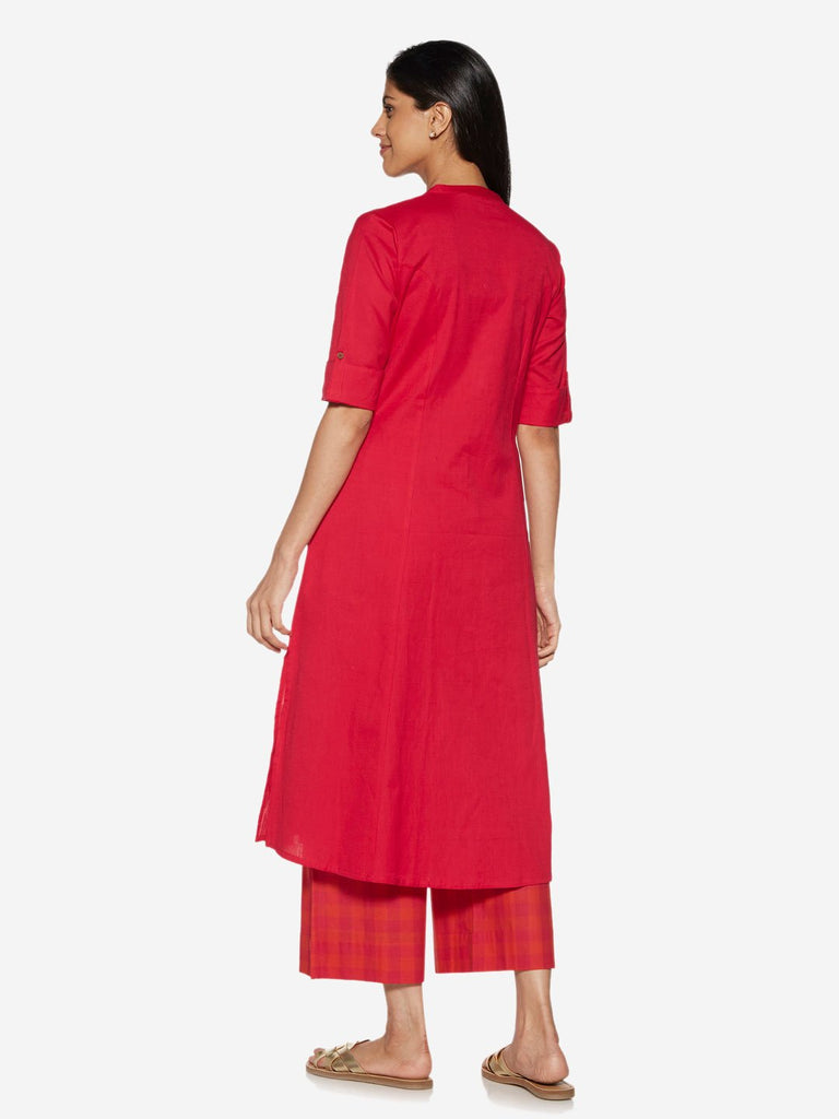 Utsa Pink Solid A-Line Kurta