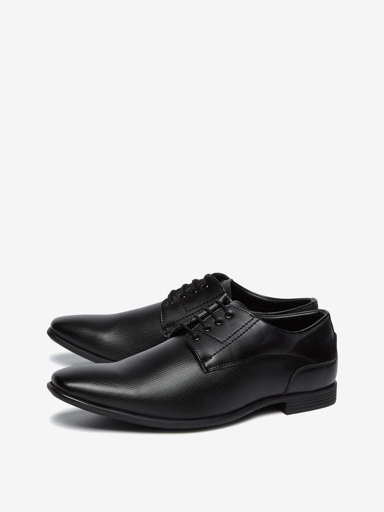 SOLEPLAY Black Geometrical Pattern Derby Shoes