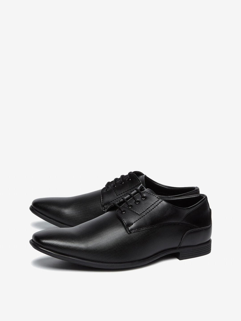 SOLEPLAY Black Geometrical Pattern Derby Shoes