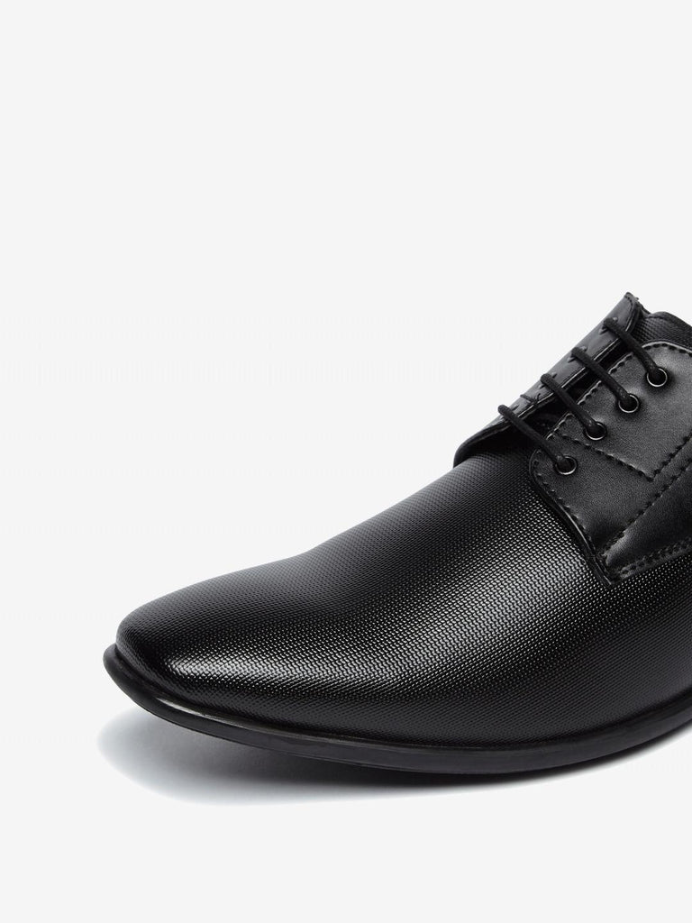 SOLEPLAY Black Geometrical Pattern Derby Shoes