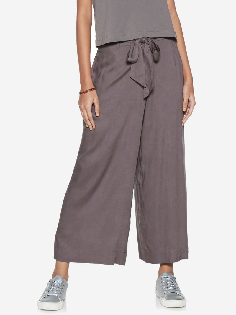 Bombay Paisley Grey Palazzos With Belt