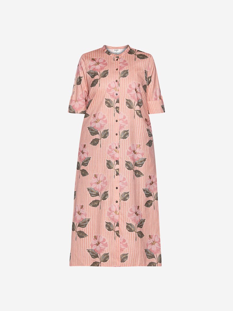 Diza Curve Peach Striped A-Line Kurta