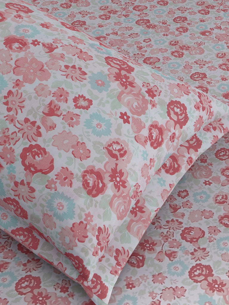 Westside Home Multicolour Floral Double Bedsheet With Two Pillowcases