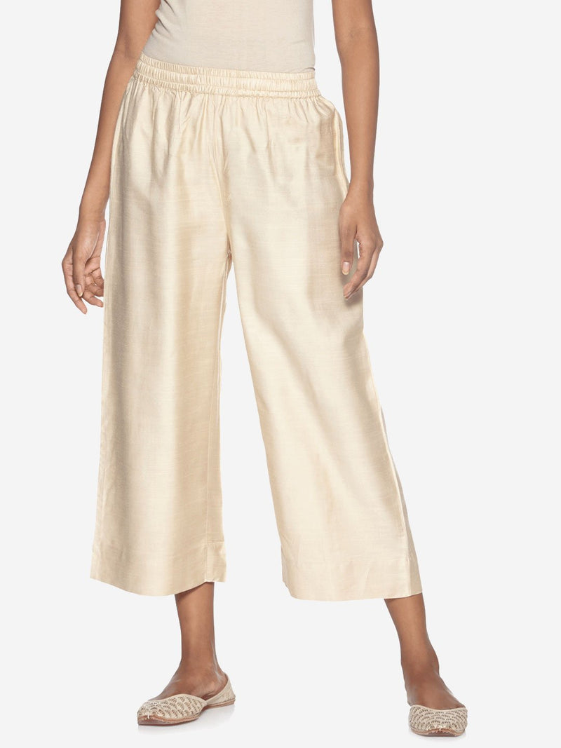Zuba Beige Cropped Palazzos