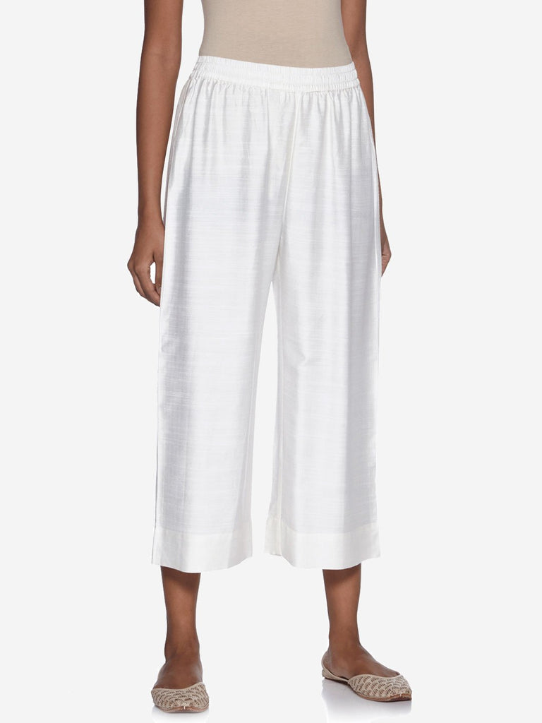 Zuba White Cropped Palazzos
