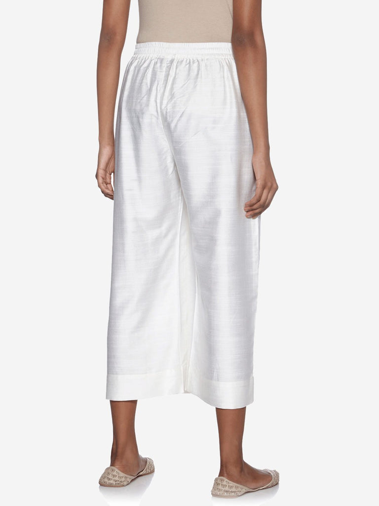Zuba White Cropped Palazzos