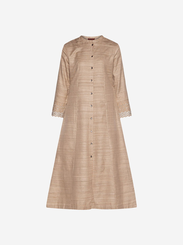 Zuba Brown A-Line Self-Patterned Kurta