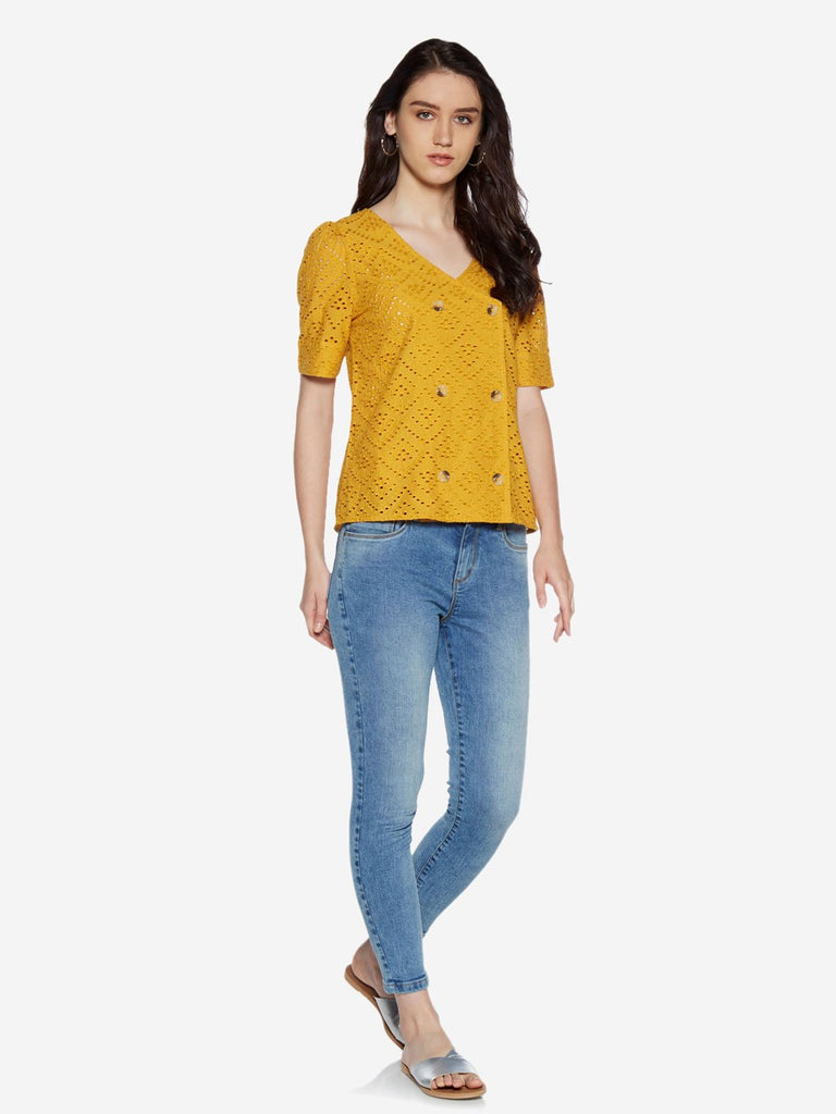 LOV Yellow Cutout Detailed Jovina Top