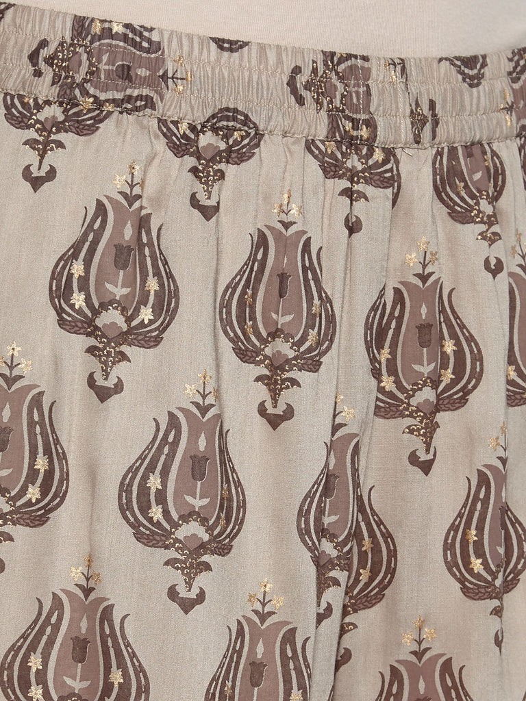 Zuba Beige Floral Palazzos