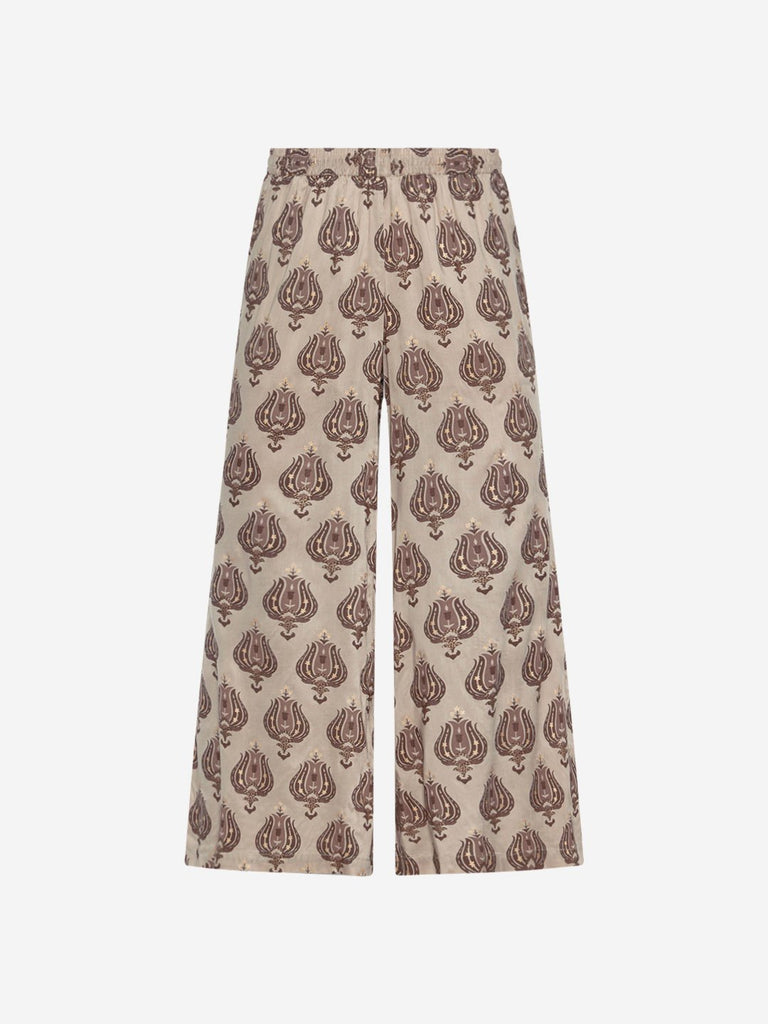 Zuba Beige Floral Palazzos
