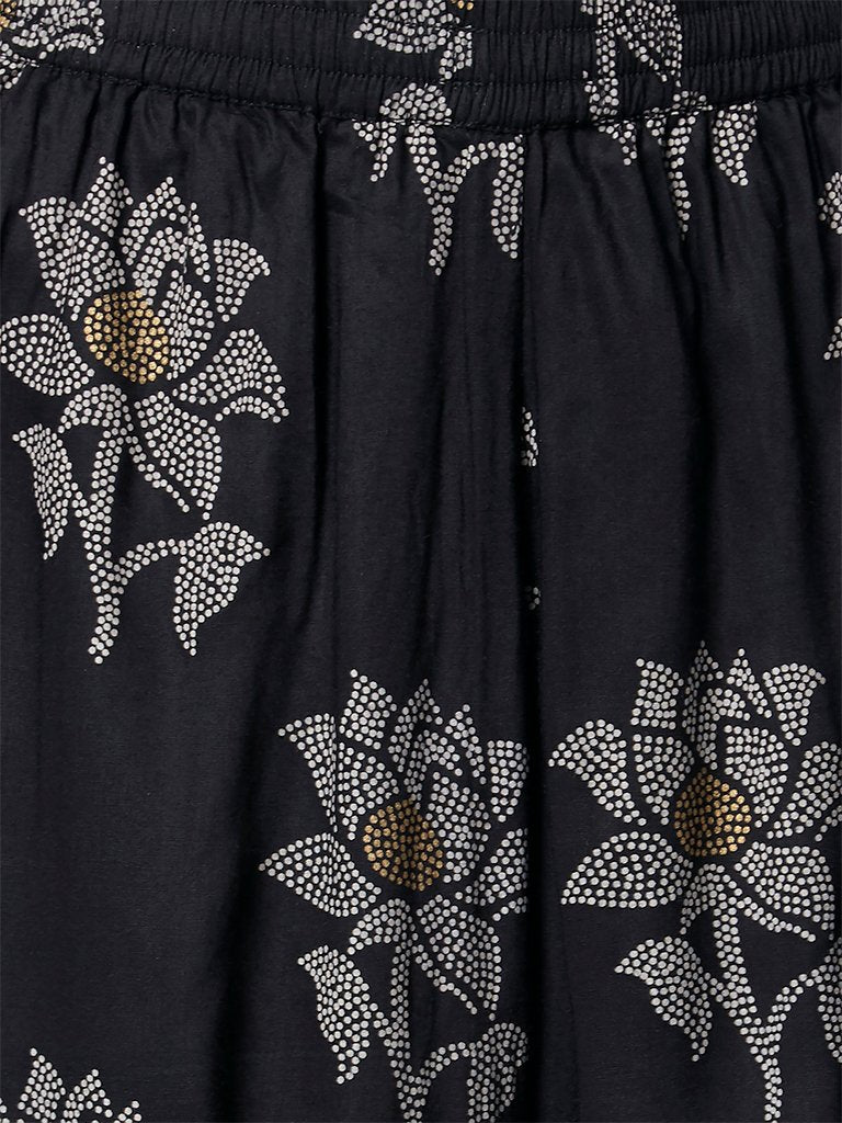 Zuba Black Floral Patterned Palazzos