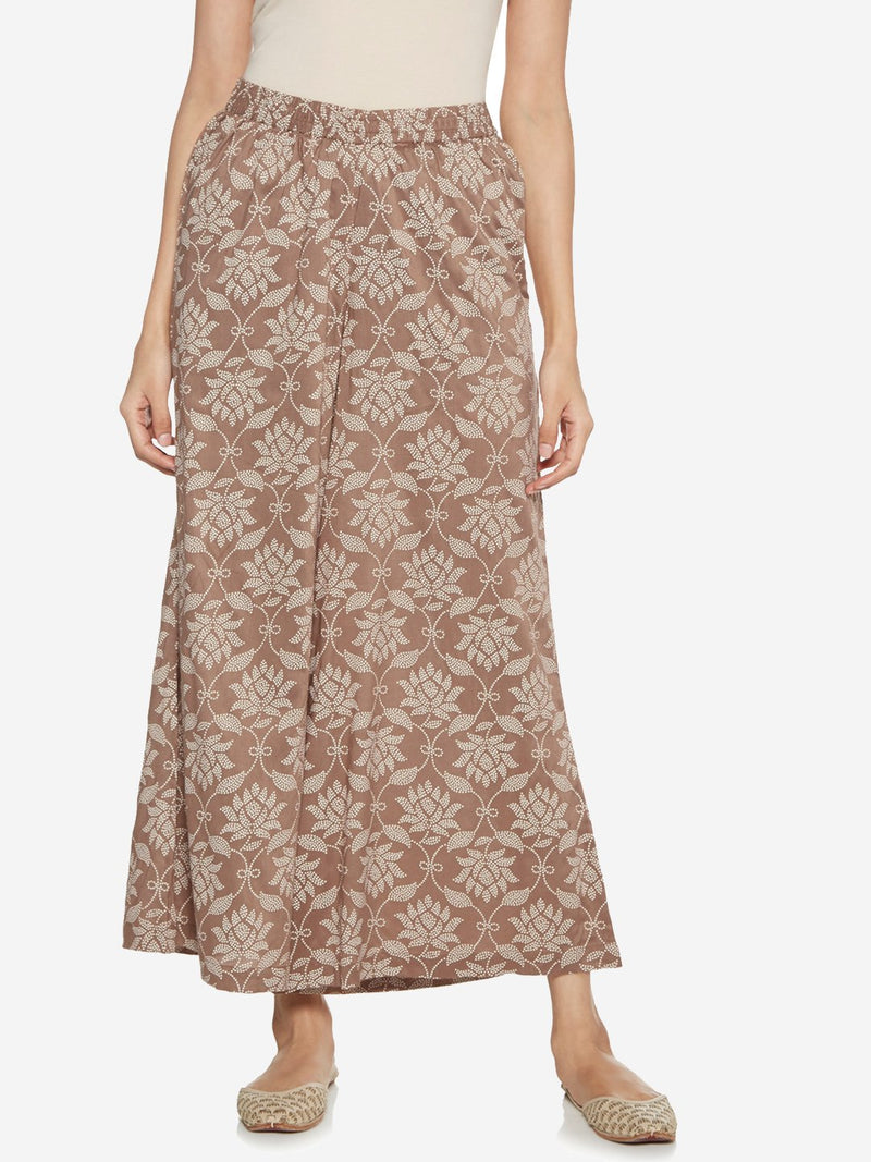 Zuba Brown Floral Patterned Palazzos