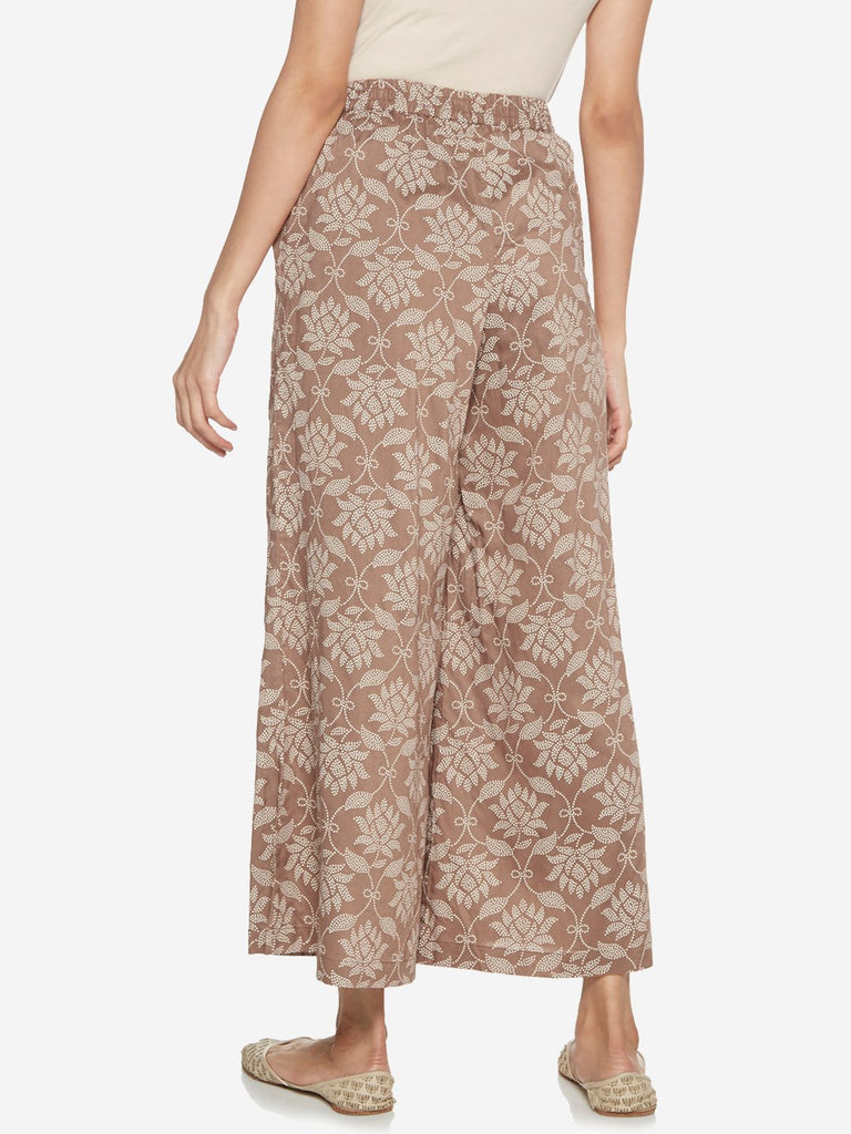 Zuba Brown Floral Patterned Palazzos