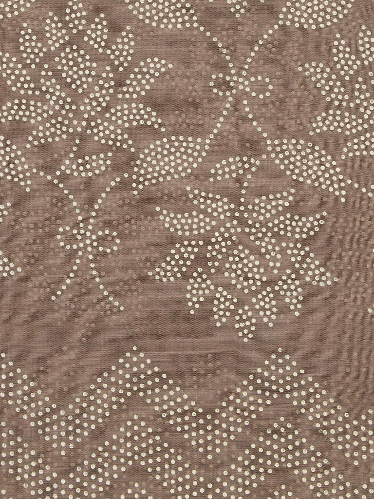 Zuba Brown Lotus Print Cotton-Silk Stole