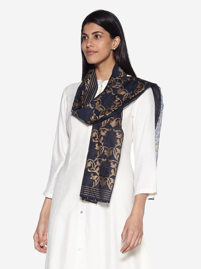 Zuba Indigo Chanderi Dupatta
