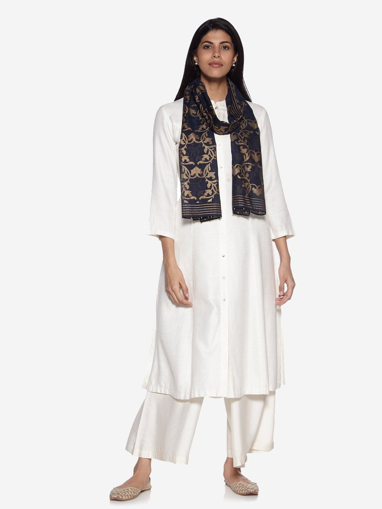 Zuba Indigo Chanderi Dupatta