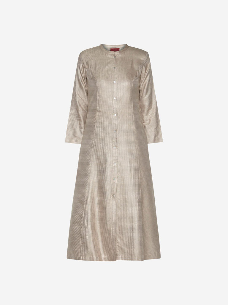 Zuba Beige Self-Textured A-line Kurta