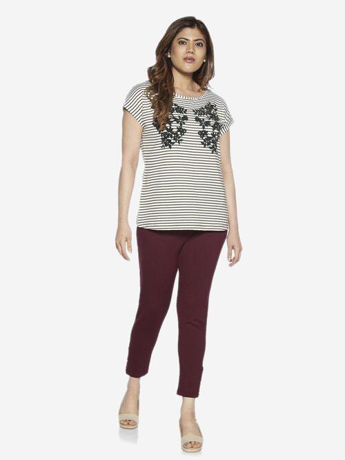 Gia curve Wine Ponte Pants