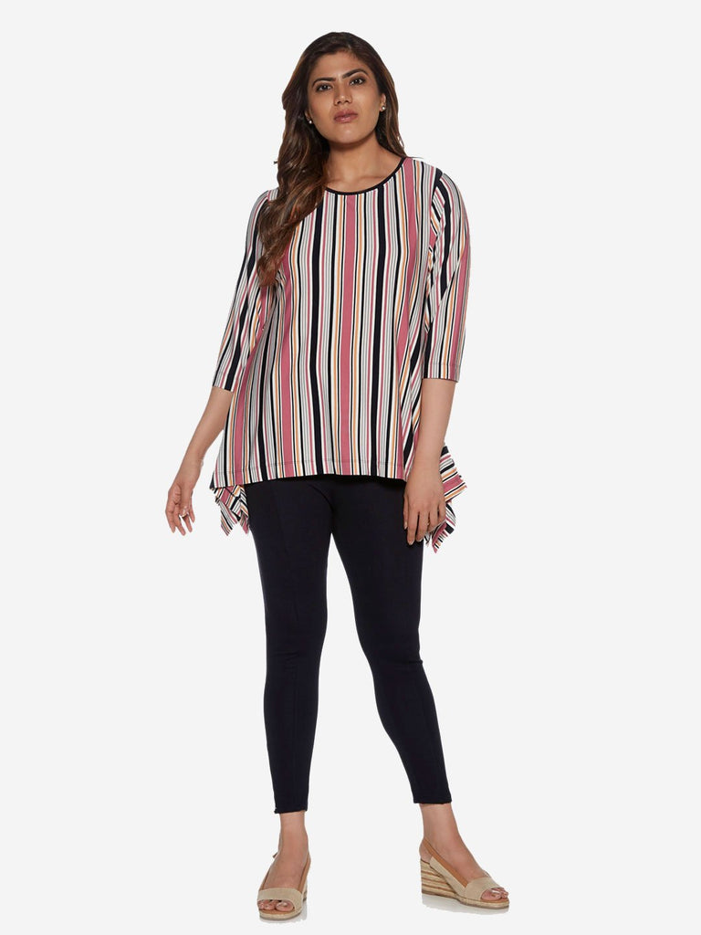 Gia curve Multicolour Stripe Print Swingy Top