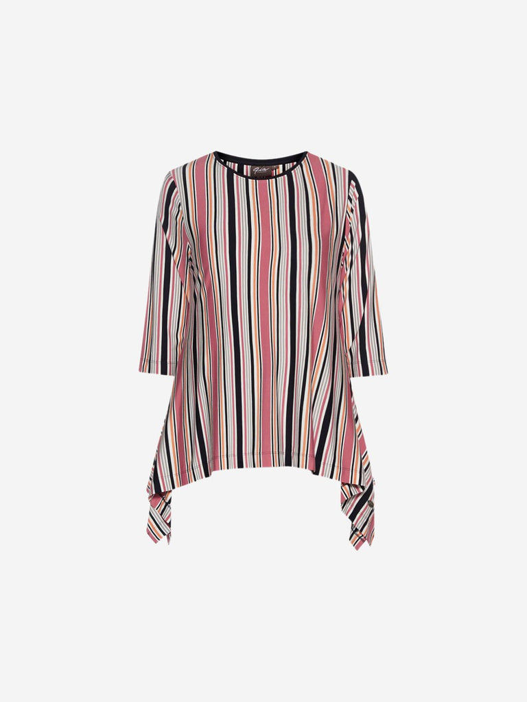 Gia curve Multicolour Stripe Print Swingy Top