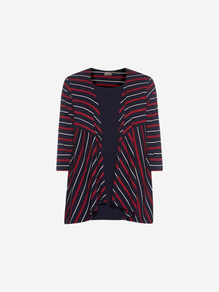 Gia curve Navy Stripe Print Varane Top