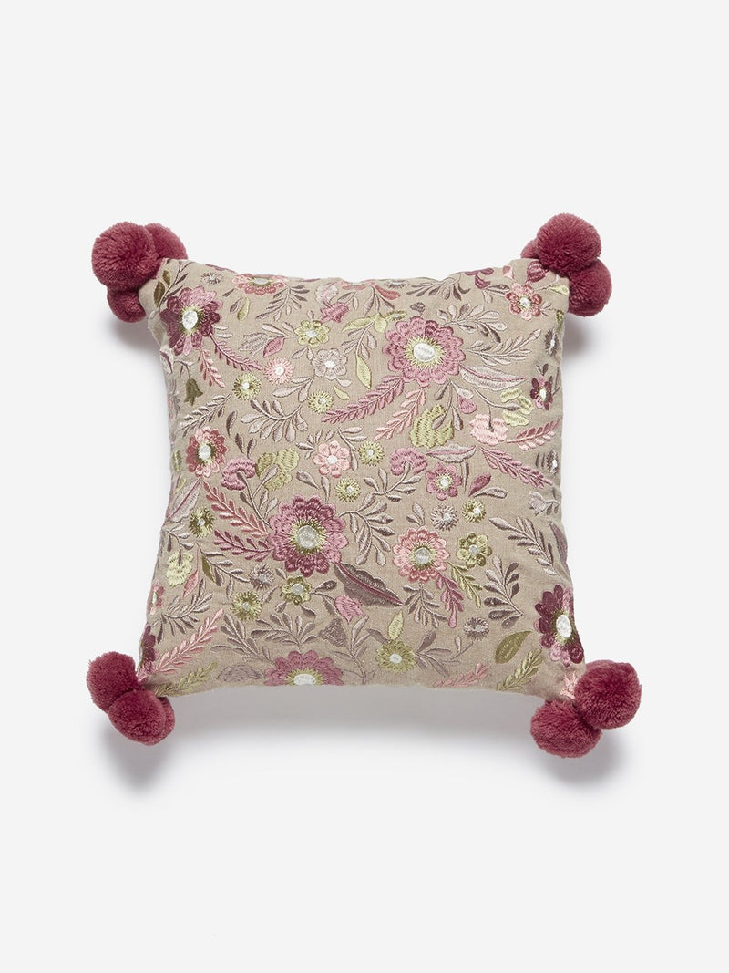 Westside Home Multicolour Floral Embroidered Cushion Cover